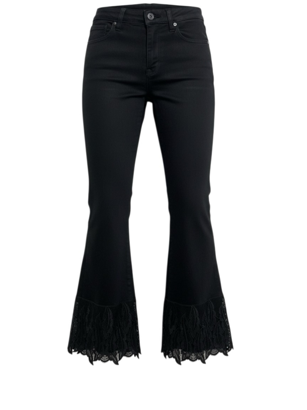Women’s Black Lace-Hem Flare Jeans